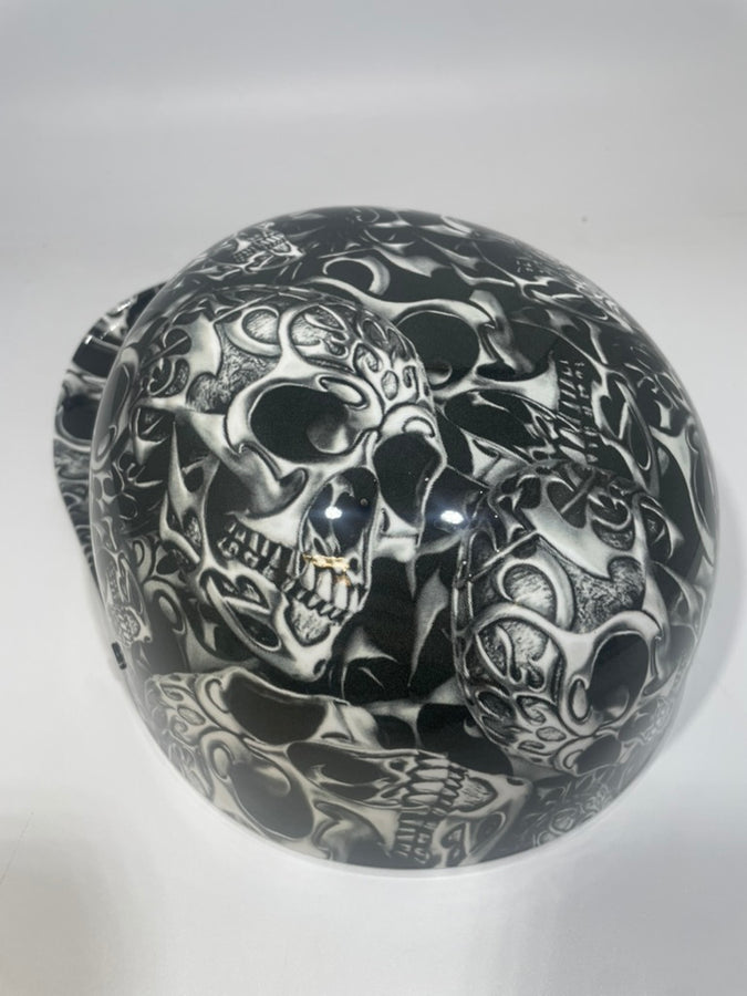 Baseball Cap Style Motorcycle Helmet Tribal Skulls