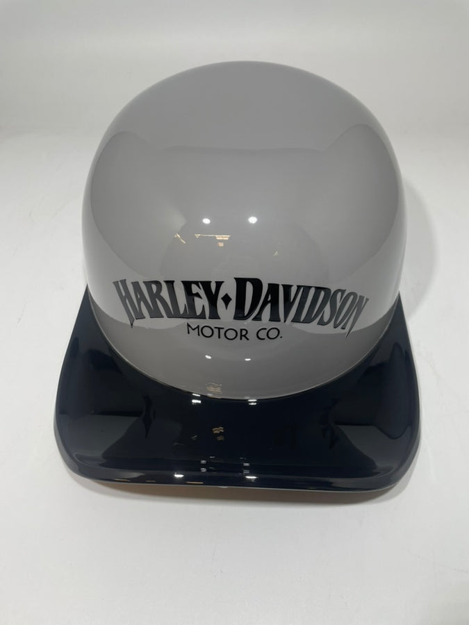Baseball Cap Style Motorcycle Helmet Billiard Grey w/ Black Bill Bar and Shield