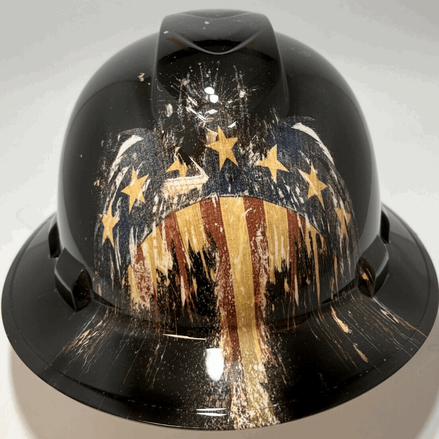 Full Brim Hard Hat Hydro Dipped PATRIOT AMERICAN FLAG EAGLES