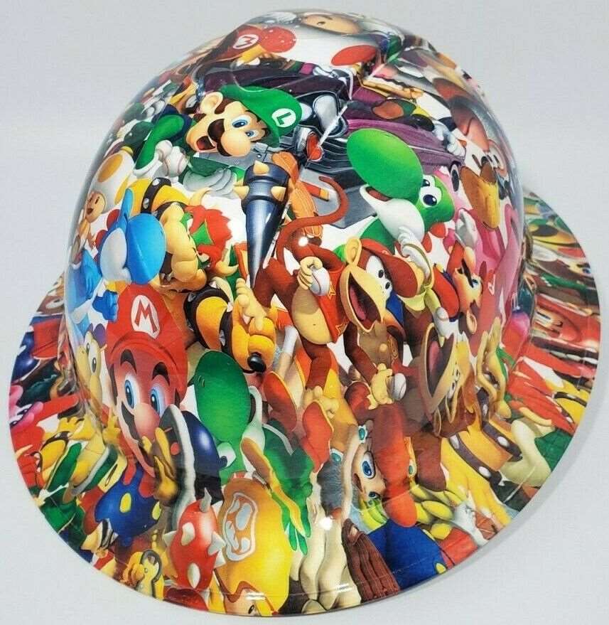 Full Brim Hard Hat Hydro Dipped MARIO