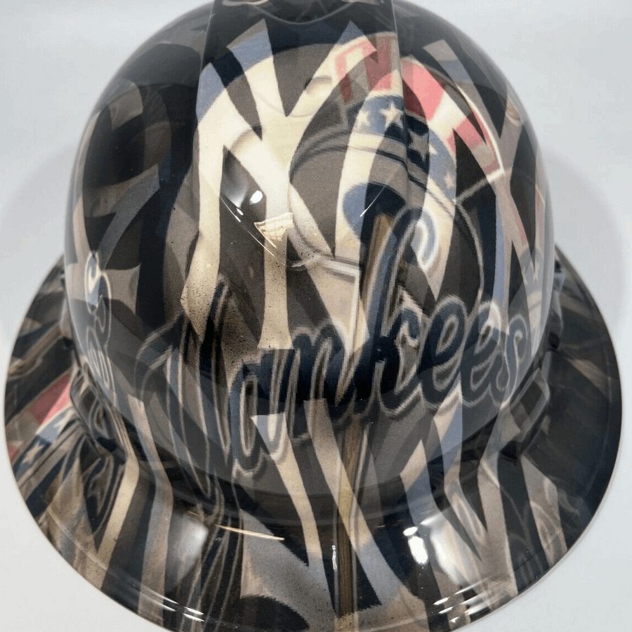 Full Brim Hard Hat Custom Hydro Dipped NY NEW YORK YANKEES