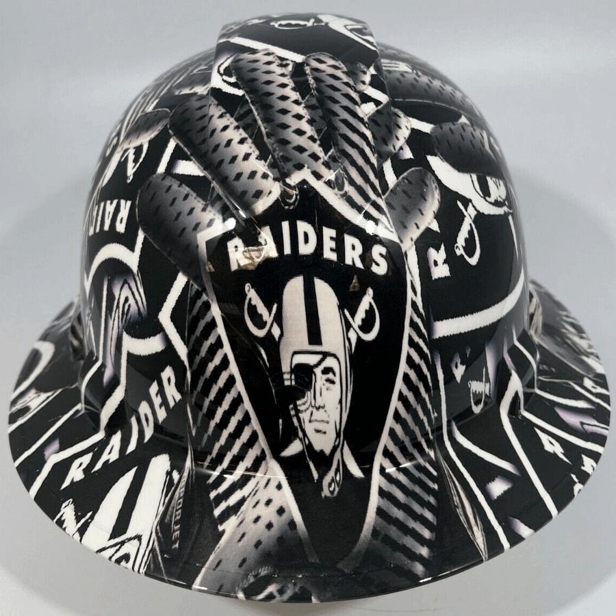 Full Brim Hard Hat Custom Hydro Dipped LAS VEGAS RAIDERS
