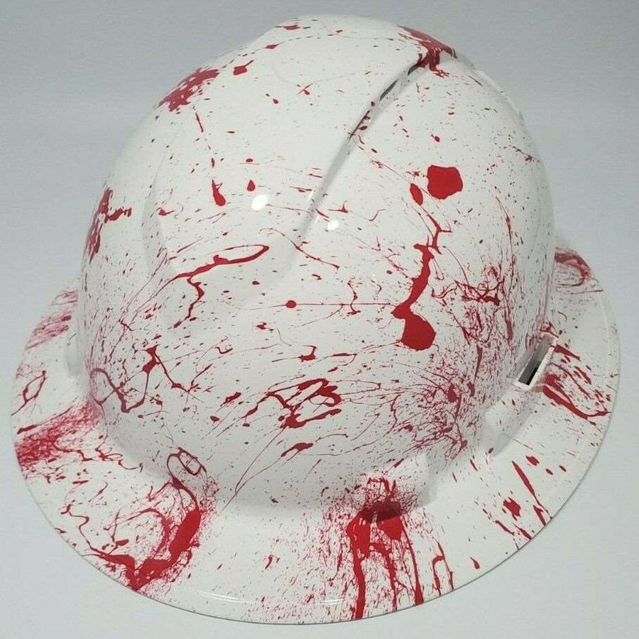 Full Brim Hard Hat Hydro Dipped CRIME SCENE BLOOD SPLATTER