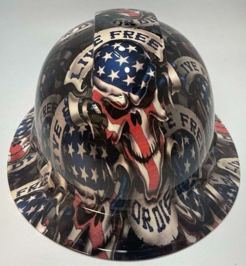 Full Brim Hard Hat Hydro Dipped Live Free Punisher