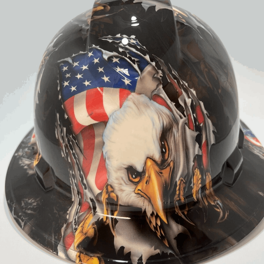 Full Brim Hard Hat Hydro Dipped INTENSE EAGLES USA FLAG
