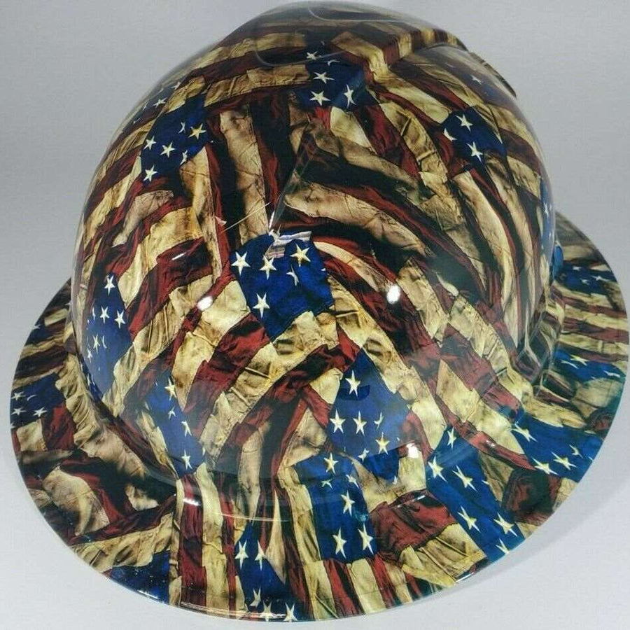Full Brim Hard Hat Hydro Dipped WAVY AMERICAN FLAG