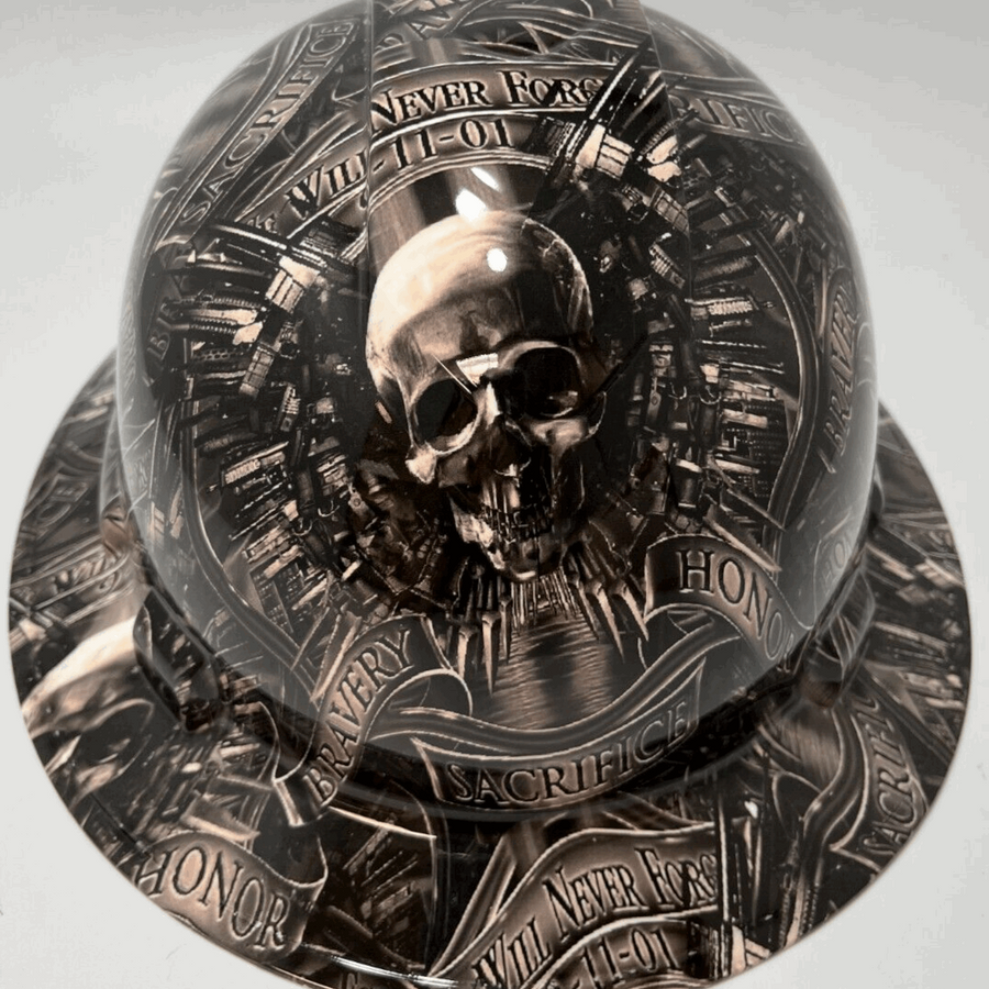 Full Brim Hard Hat Hydro Dipped 9/11 WE WILL NEVER FORGET