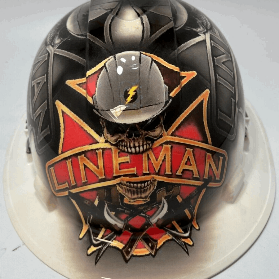 Full Brim Hard Hat Hydro Dipped BAD ASS LINEMAN