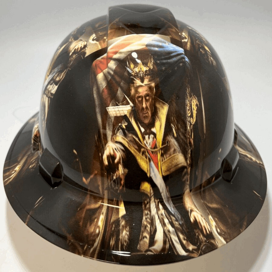 Full Brim Hard Hat Hydro Dipped KING TRUMP Make America Great Again