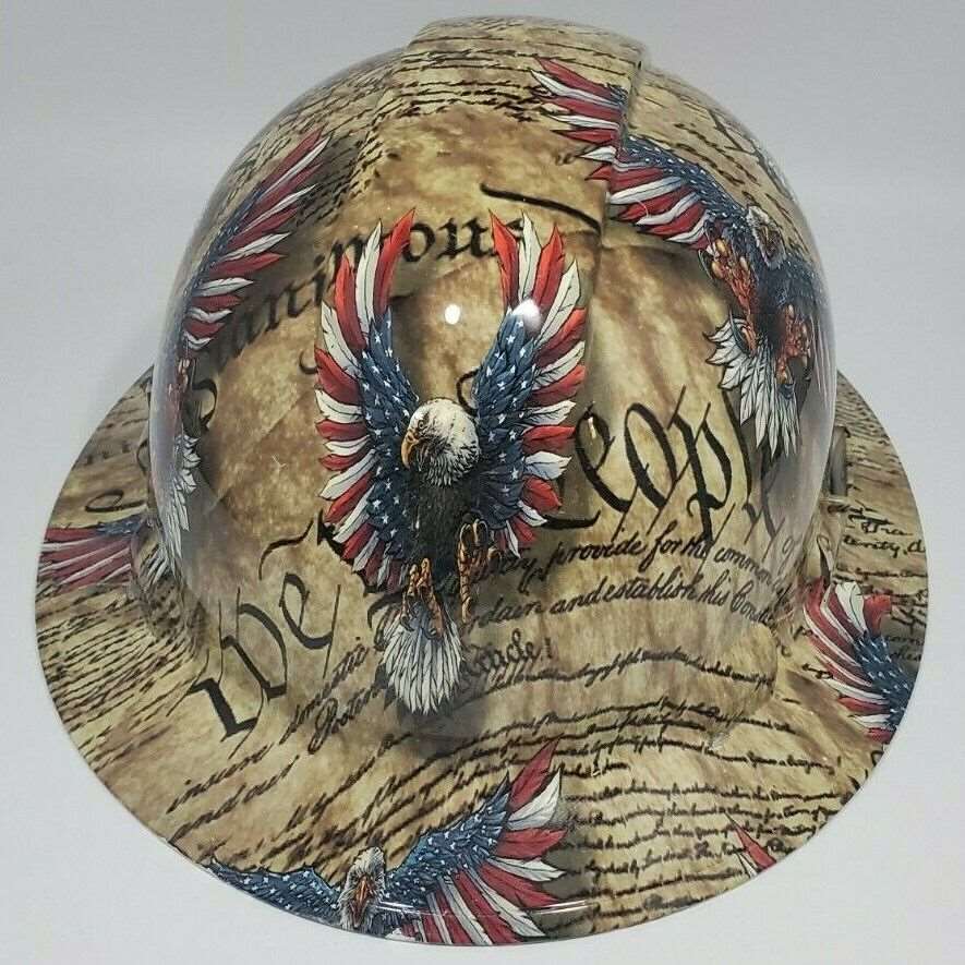 Full Brim Hard Hat Hydro Dipped SECOND AMMENDMENT EAGLE
