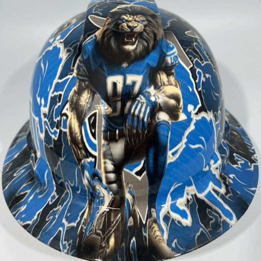 Full Brim Hard Hat Custom Hydro Dipped DETROIT LIONS