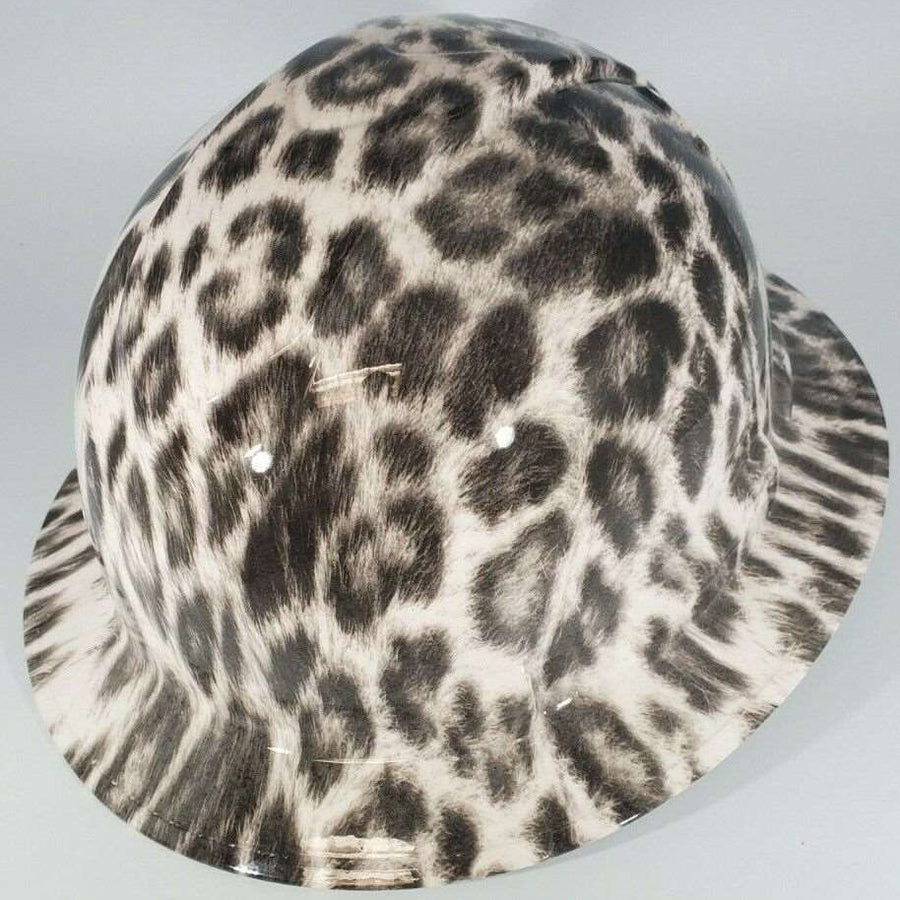 Full Brim Hard Hat Hydro Dipped LEOPARD FUR