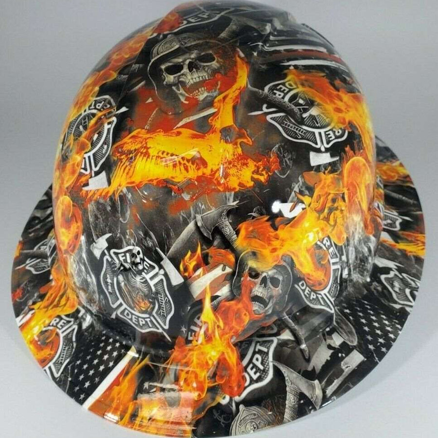 Full Brim Hard Hat Hydro Dipped FIRE FIGHTER