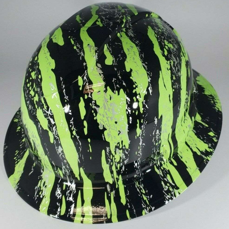 Full Brim Hard Hat Hydro Dipped GREEN RIP TEAR CAMO