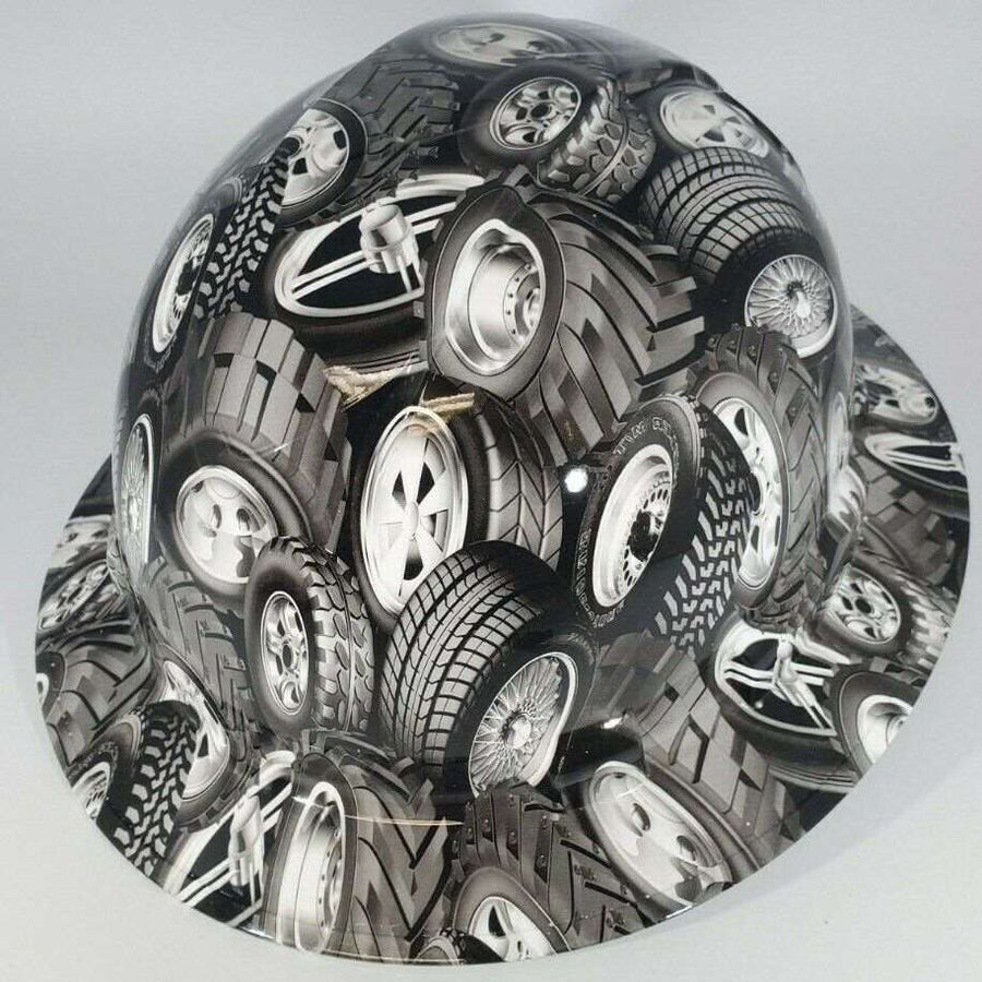 Full Brim Hard Hat Hydro Dipped TIRES