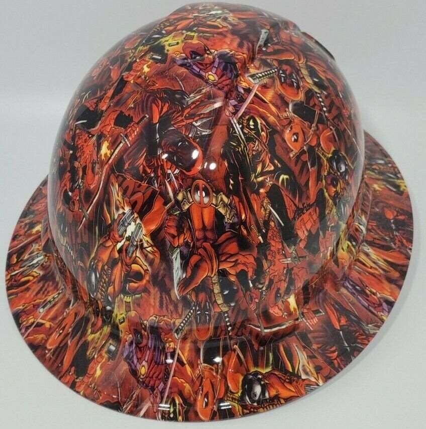 Full Brim Hard Hat Hydro Dipped DEAD POOL