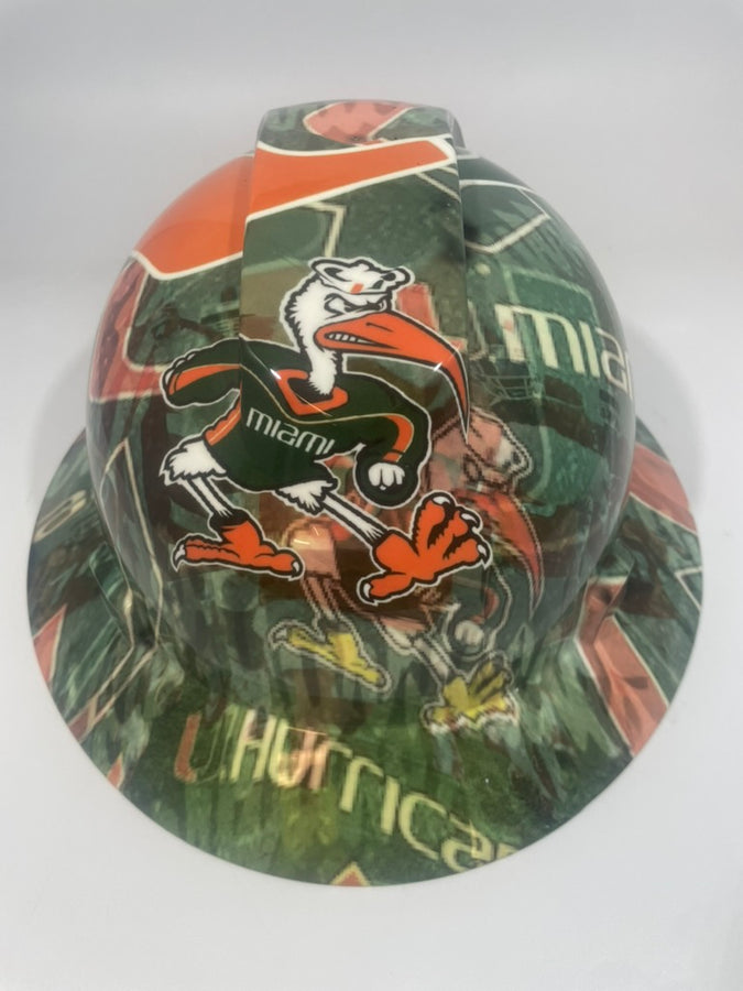 Full Brim Hard Hat Hydro Dipped Miami Hurricanes