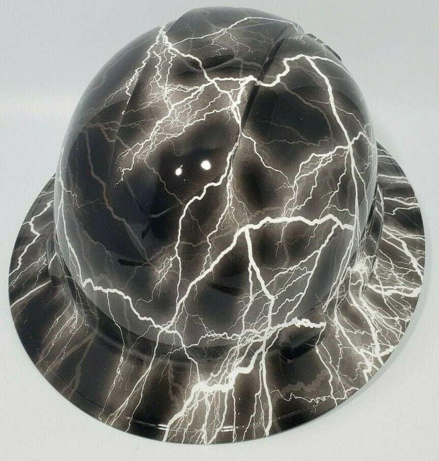 Full Brim Hard Hat Hydro Dipped White Lightning