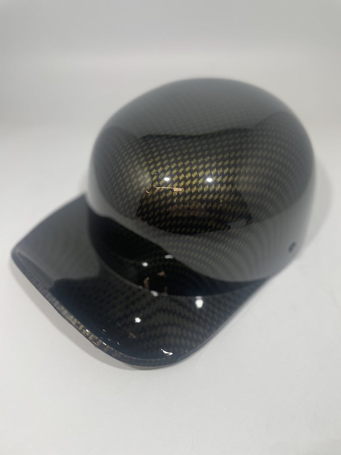Baseball Cap Style Motorcycle Helmet Gold Carbon Fiber