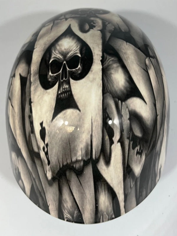 Baseball Cap Style Motorcycle Helmet Ace of Skulls