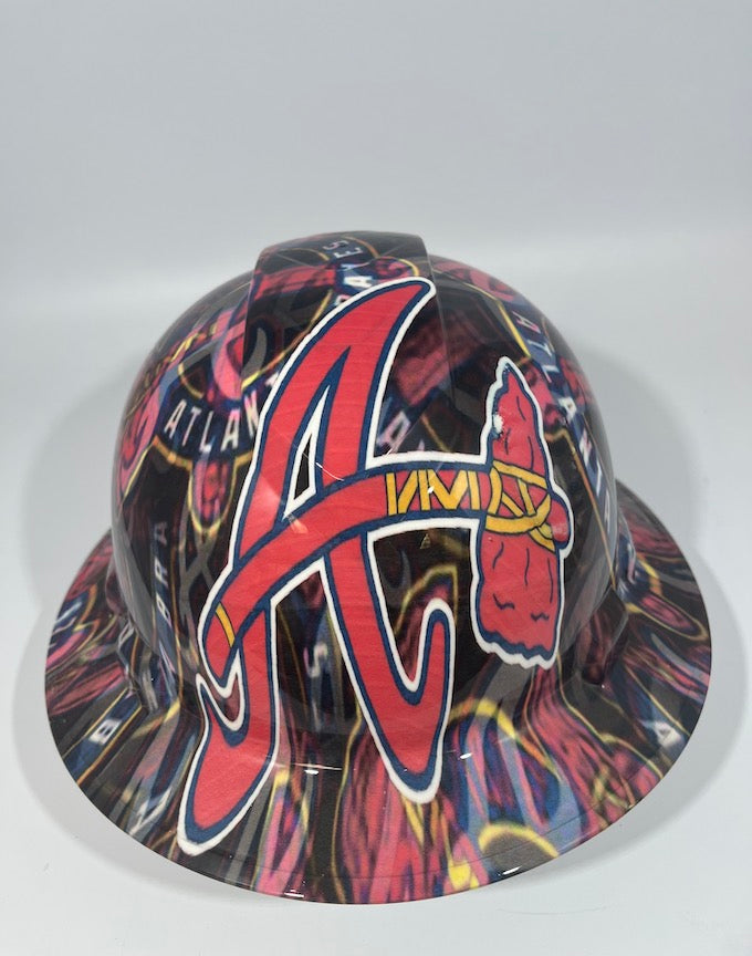 Full Brim Hard Hat Hydro Dipped ATLANTA BRAVES