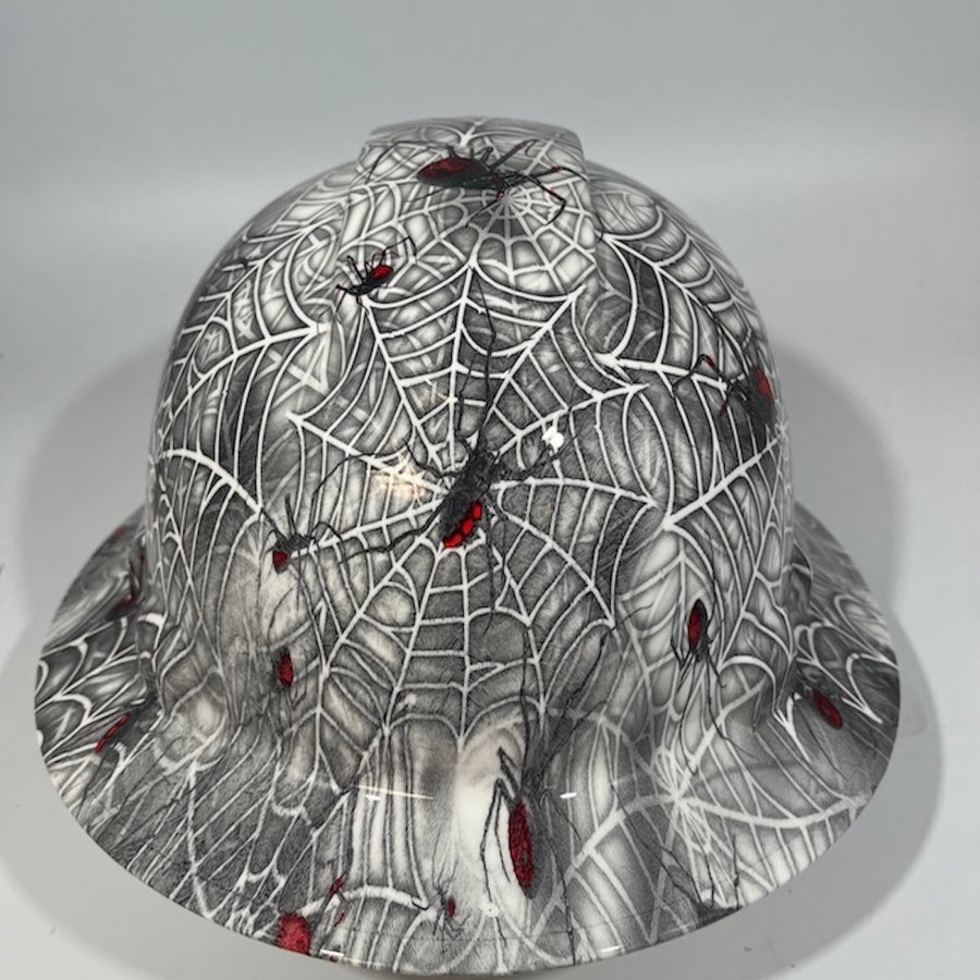 Full Brim Hard Hat Custom Hydro Dipped Black Widow Spider