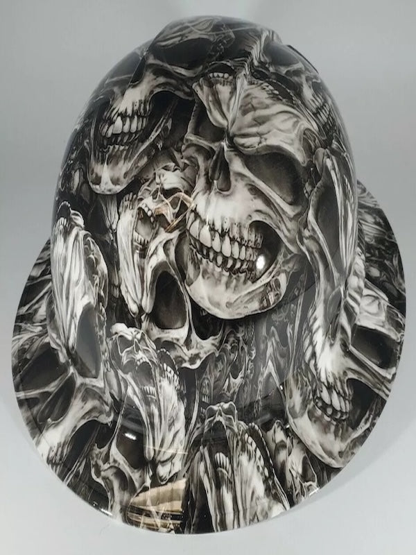 Full Brim Hard Hat Hydro Dipped Big Brain Skulls