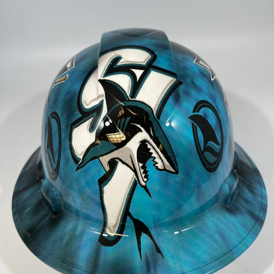 Full Brim Hard Hat Hydro Dipped SAN JOSE SHARKS