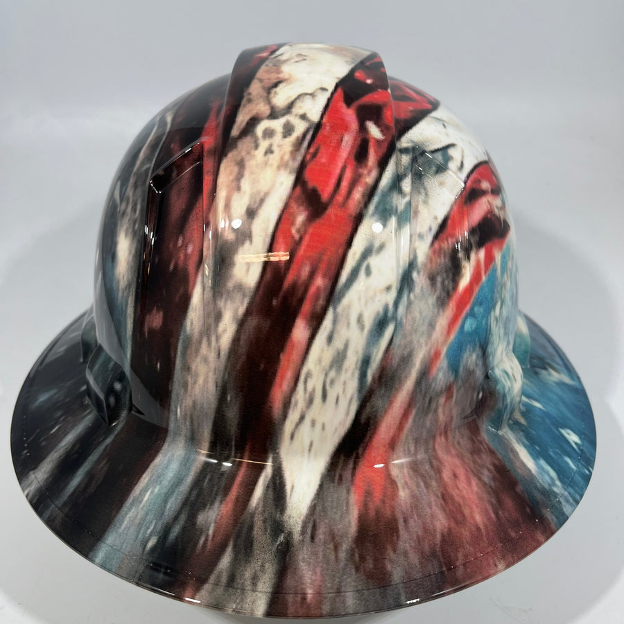 Full Brim Hard Hat Hydro Dipped SICK AMERICAN GRUNGE FLAG