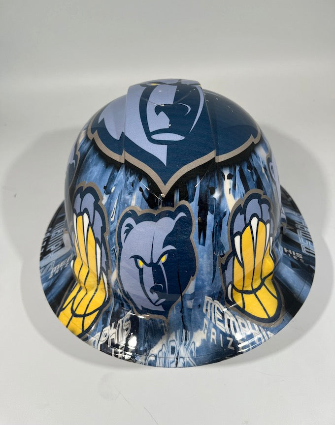 Full Brim Hard Hat Custom Hydro Dipped Memphis Grizzlies