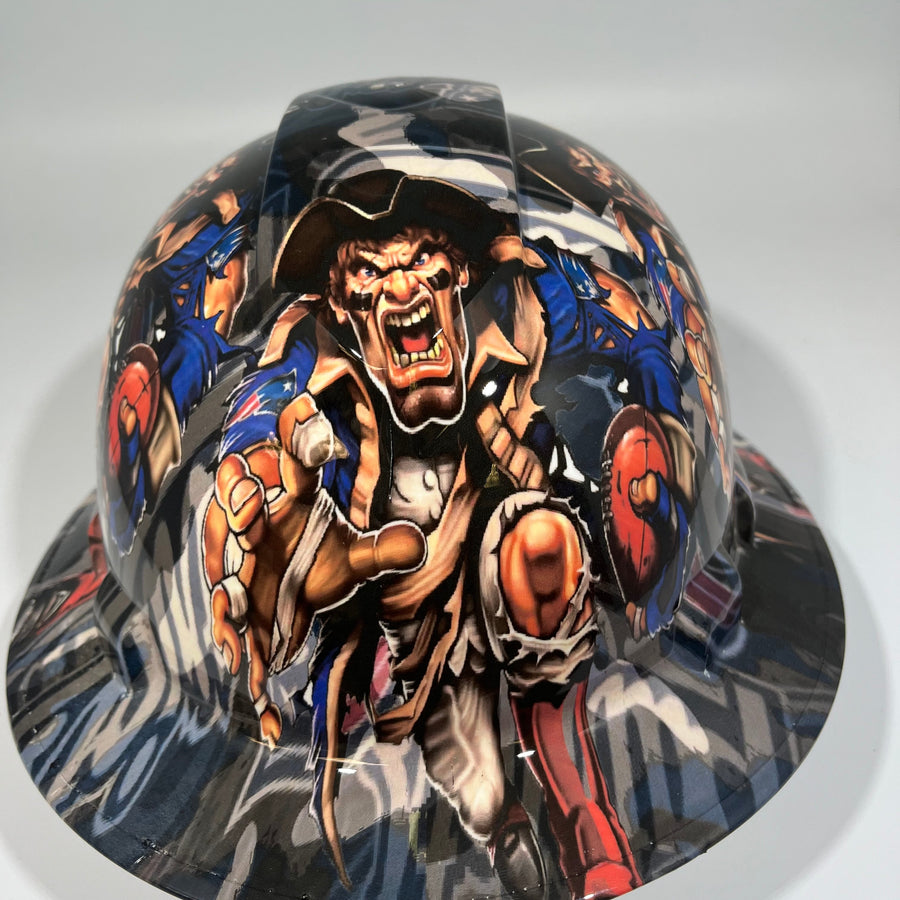 Full Brim Hard Hat Custom Hydro Dipped New England Patriots Fat Head