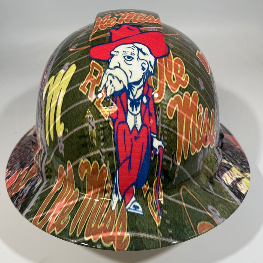 Full Brim Hard Hat Hydro Dipped OLE MISS
