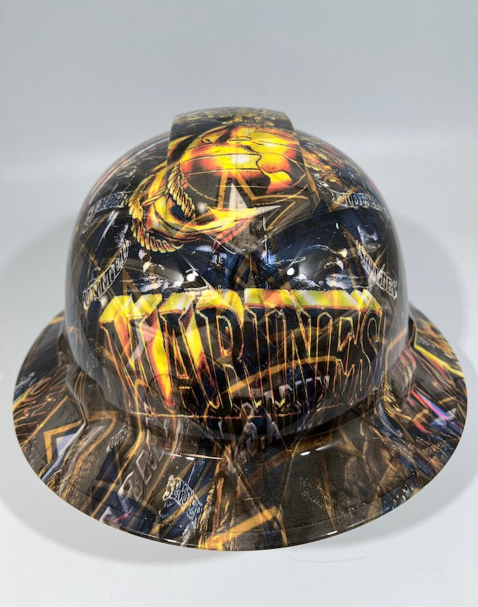 Full Brim Hard Hat Custom Hydro Dipped UNITED US MILITARY MARINES ARMY AIR FORCE