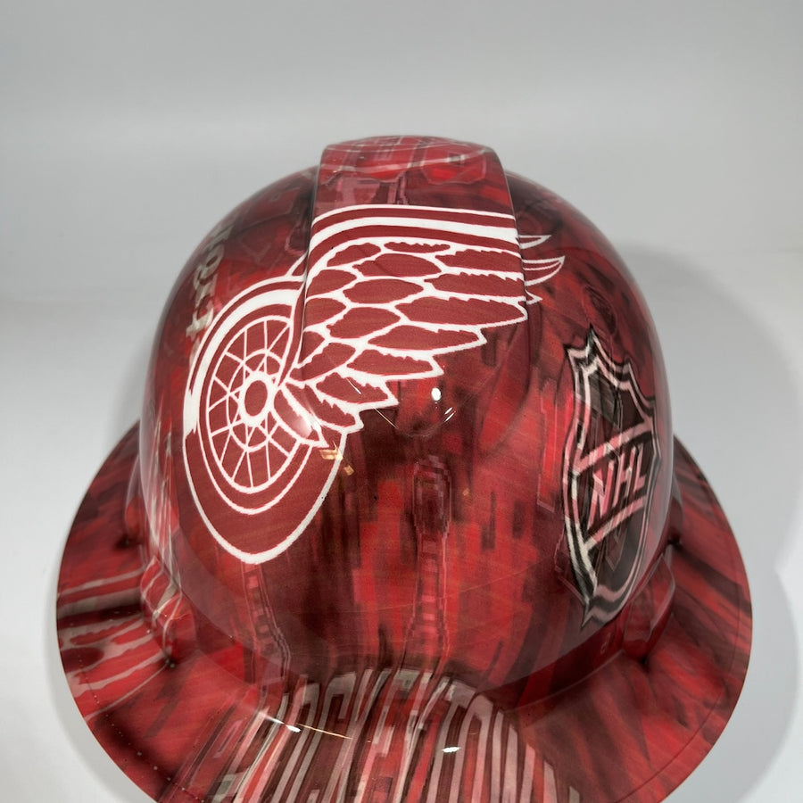 Full Brim Hard Hat Hydro Dipped DETROIT REDWINGS