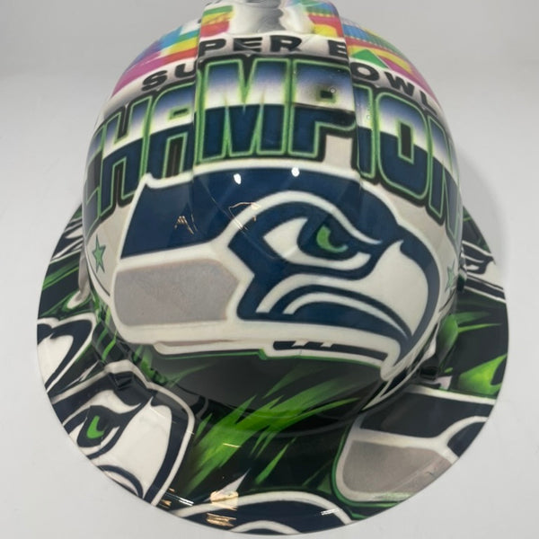 Full Brim Hard Hat Hydro Dipped Seahawks 12th Man
