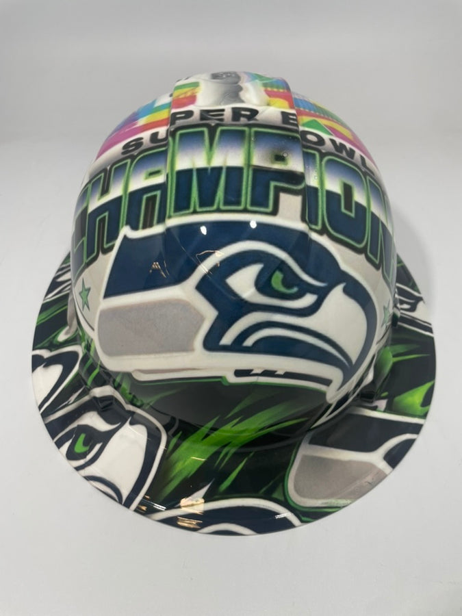 Full Brim Hard Hat Hydro Dipped Seahawks Super Bowl 60
