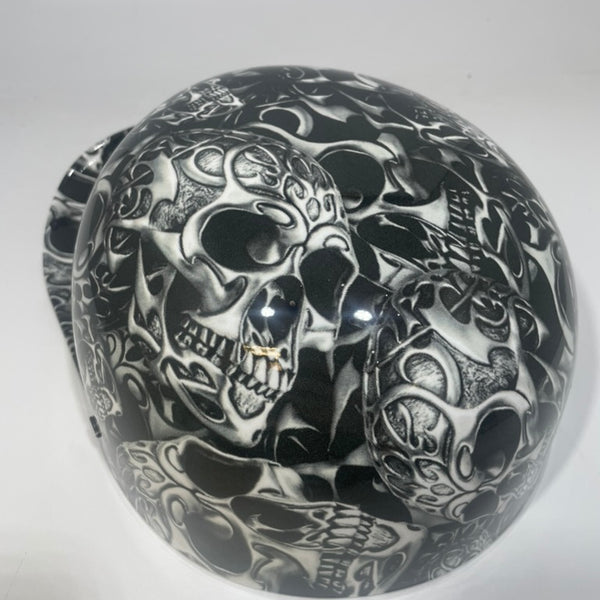 Baseball Cap Style Motorcycle Helmet Tribal Skulls