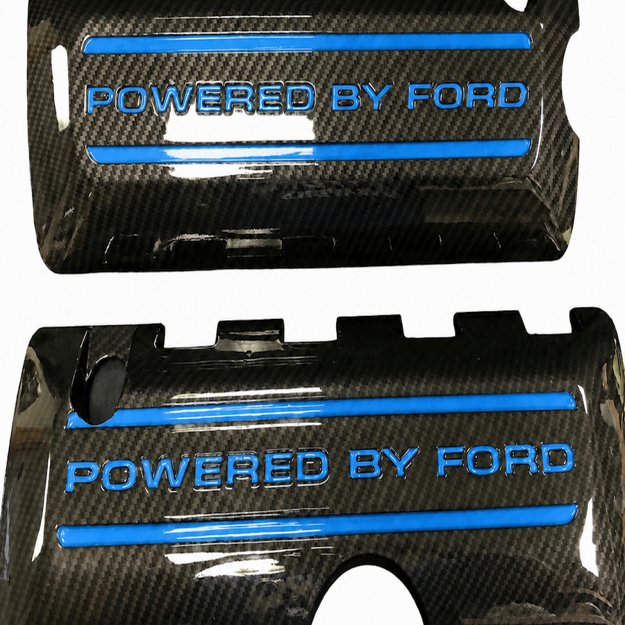 Custom Hydro Dipped Carbon Fiber 2011+ Mustang Powered By Ford Grabber Blue Coil Covers
