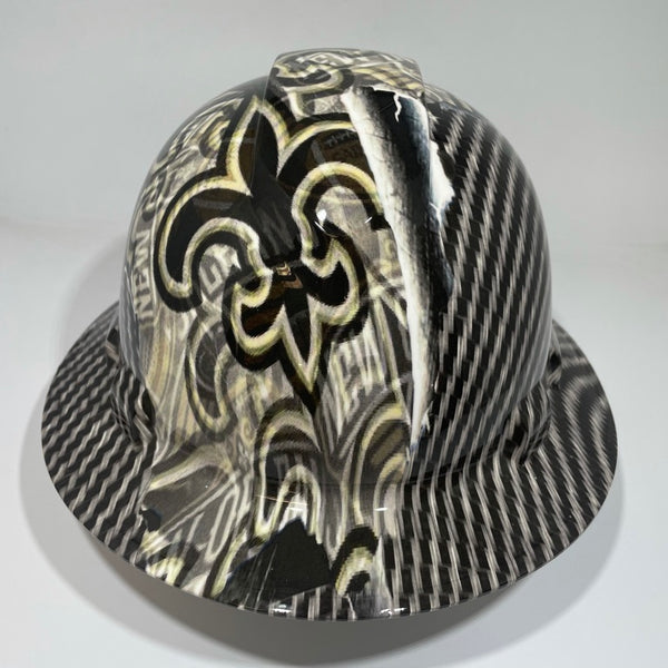 Full Brim Hard Hat Custom Hydro Dipped Saints Carbon Fiber