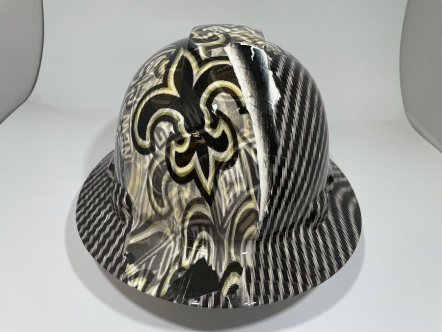 Full Brim Hard Hat Custom Hydro Dipped Saints Carbon Fiber