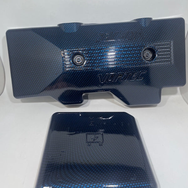 Custom Blue Candy Carbon Fiber Carbon Fiber Hydro Dipped Engine/Fuse Box Covers for Silverado, Tahoe &amp; Cadillac