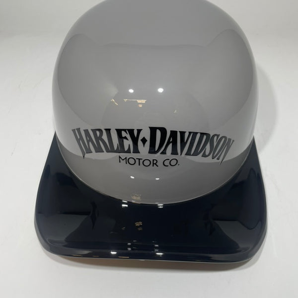 Baseball Cap Style Motorcycle Helmet Billiard Grey w/ Black Bill Bar and Shield