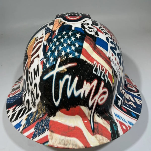 Full Brim Hard Hat Hydro Dipped Trump USA