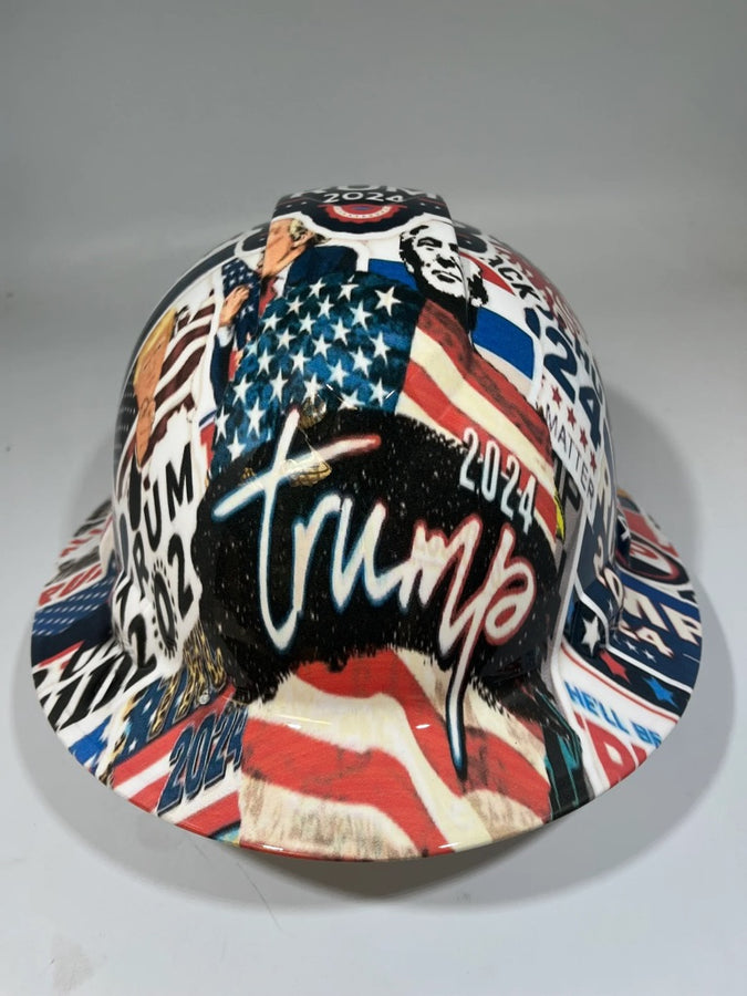Full Brim Hard Hat Hydro Dipped Trump USA