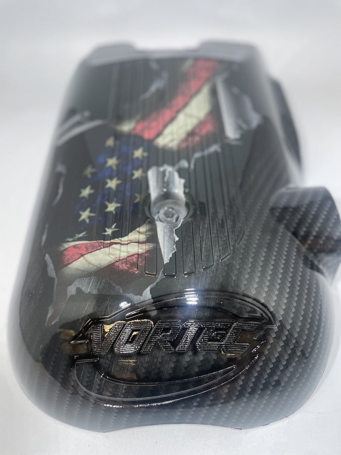 Custom Carbon Fiber American Flag Hydro Dipped Engine Covers for Silverado, Tahoe &amp; Cadillac