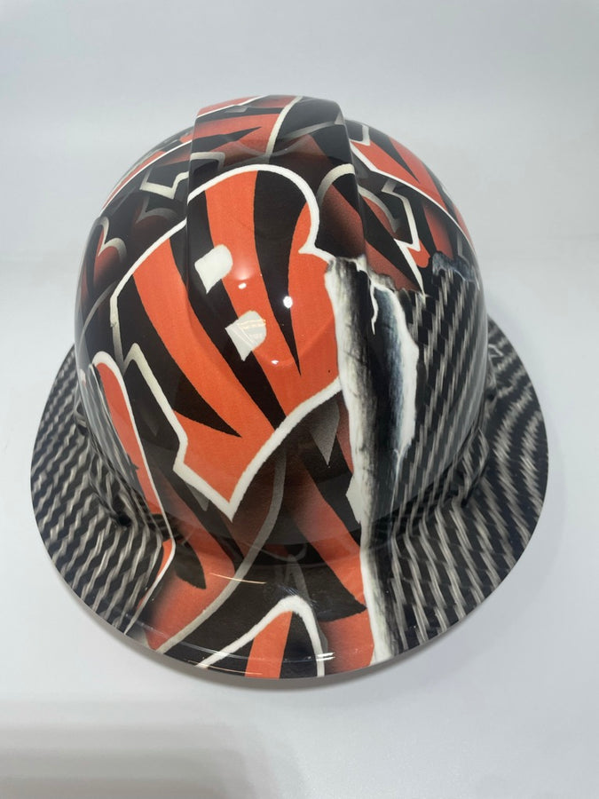 Full Brim Hard Hat Hydro Dipped Bengals Carbon Fiber