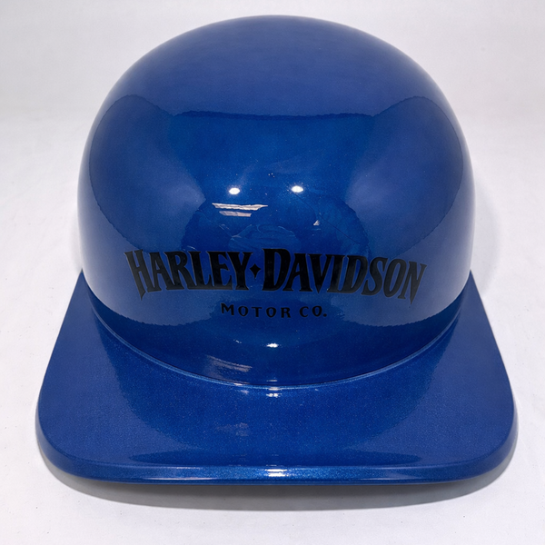 Baseball Cap Style Motorcycle Helmet Bright Billiard Blue Bar and Shield