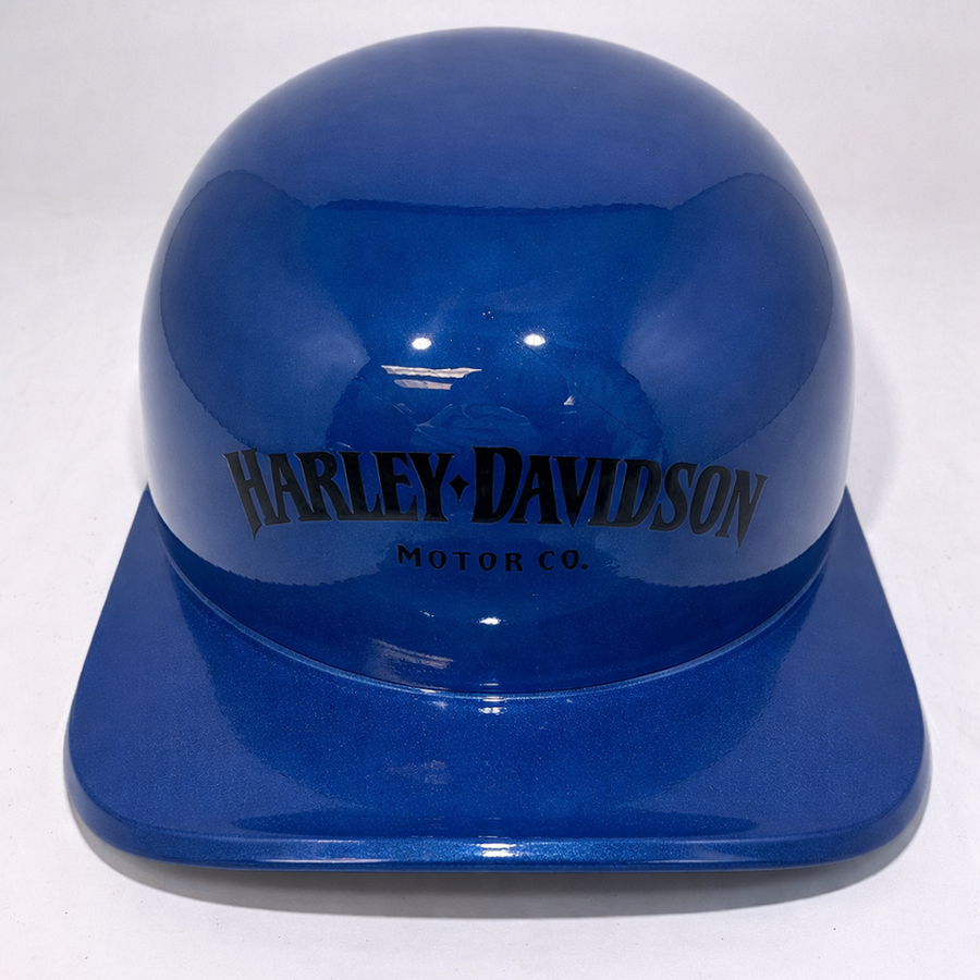 Baseball Cap Style Motorcycle Helmet Bright Billiard Blue Bar and Shield