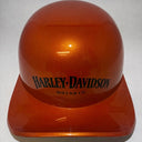Baseball Cap Style Motorcycle Helmet Electric Orange Bar and Shield