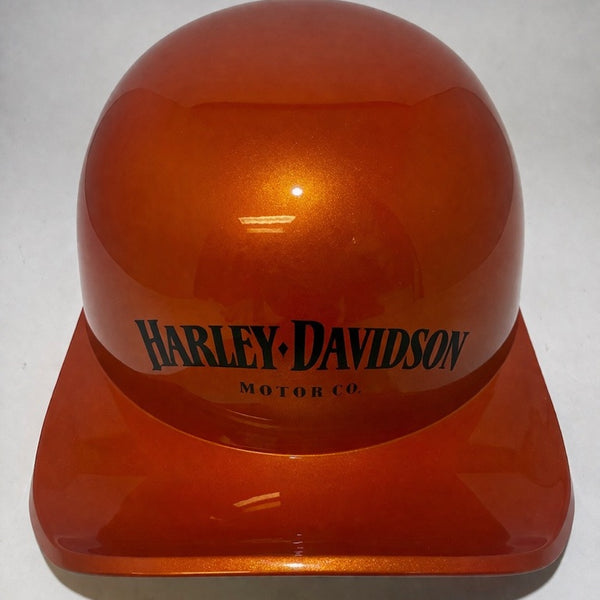 Baseball Cap Style Motorcycle Helmet Electric Orange Bar and Shield